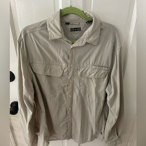 REI SPF50 long sleeve button down. Flip up collar.